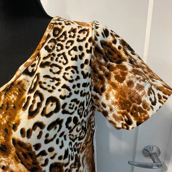 Women with Control Renee Greenstein Dress Med midi leopard cheetah spandex new - Picture 11 of 13
